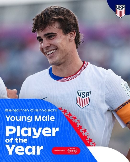 世界杯下载官网-官方：迈阿密外租20岁中场克雷马斯基当选美国年度最佳年轻球员